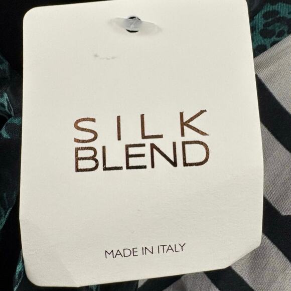 Elena Baldi Silk Blend Bow Tie Blouse Top Sz M Made in Italy Sheer Print NWT - Picture 5 of 8